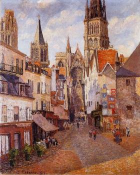 卡米耶 畢沙羅 Sunlight, Afternoon, La Rue de l'Epicerie, Rouen